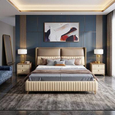 Bett 3 tlg. Schlafzimmer Set Design Modern Luxus Schlafzimmer Nachttisch