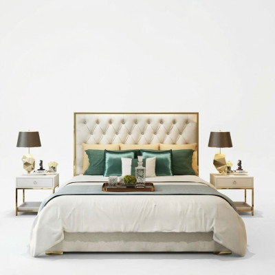 Doppelbett Schlafzimmer Luxus Hotel Ehe Bett 2x Nachttisch 3tlg. Set Betten