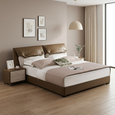 Klassisches Bett Doppelbett Betten Holz Braun Stil Echtes Holz Schlafzimmer Neu