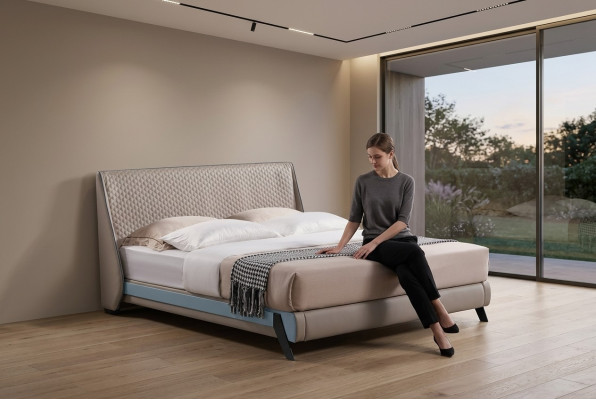 Luxus Schlafzimmer Bett Polster Design 180x200 Doppel Hotel Betten Textil Neu