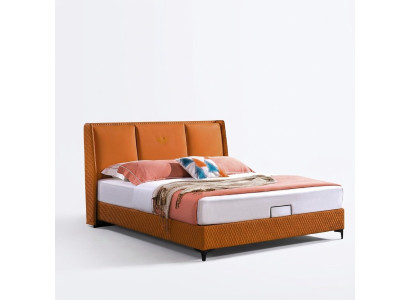 Bett Polster Orange Luxus Doppel Hotel Betten Leder Schlafzimmer 180x200