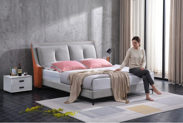 Klassisches Bett Doppelbett Betten Holz Grau Stil Echtes Holz Schlafzimmer Neu