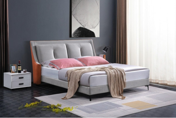 Klassisches Bett Doppelbett Betten Holz Grau Stil Echtes Holz Schlafzimmer Neu