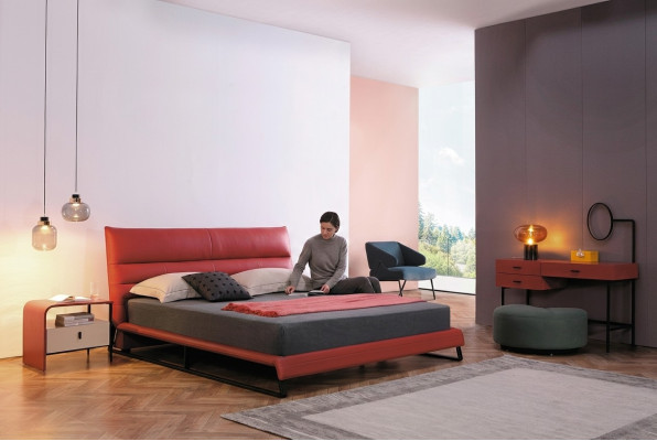 Bett Polster Design Luxus Deko Doppel Hotel Betten Schlaf Zimmer Leder