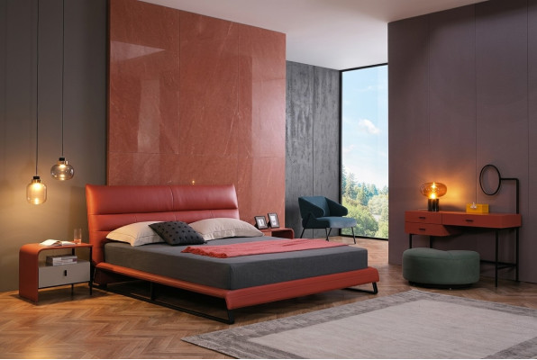 Bett Polster Design Luxus Deko Doppel Hotel Betten Schlaf Zimmer Leder