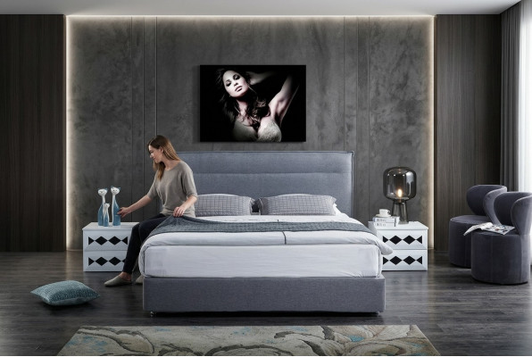 Luxus Boxspring Bett Stoff Hotel Blaue Betten Schlafzimmer Möbel Design Doppel.