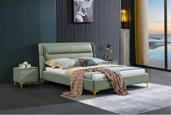 Bett Polster Design Luxus Doppel Hotel Betten Schlaf Zimmer Luxus Grün