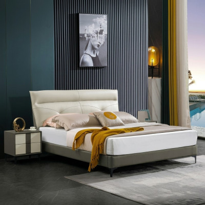 Designer Polster Doppelbett Betten Bett Schlafzimmer Ehebett Lederbett Neu A591