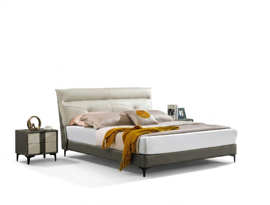 Designer Polster Doppelbett Betten Bett Schlafzimmer Ehebett Lederbett Neu A591