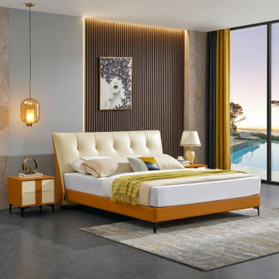 Lederbett Bett Luxus Betten Doppel Ehe Polster Hotel Komplettes Set