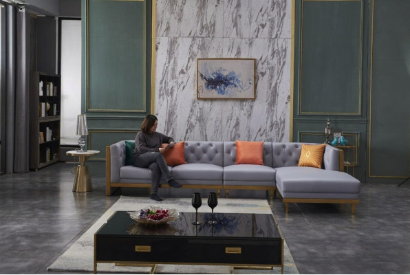 Wohnlandschaft Ecksofa L-Form Couch Sitz Polster Set Garnitur Sofa Luxus Möbel