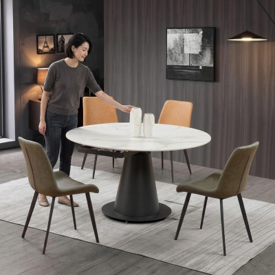 Runder Tisch Edelstahl Marmor Imitat Stein Esstisch Esszimmer Tische
