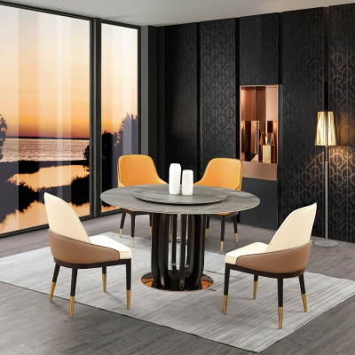 Runder Tisch Luxus Rund Tische Esszimmer Möbel Säulen Fuß Stein Optik