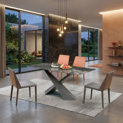Luxus Tisch Säulen Tische Esszimmer Gruppe 5tlg. Set Garnitur Lehnstuhl