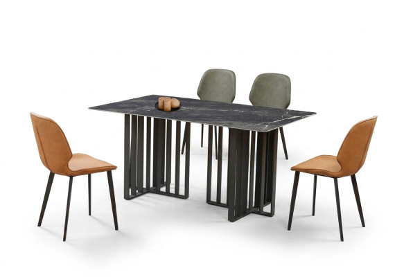 Luxus Esstisch Edelstahl Marmor Imitation Stein Tisch Esszimmer 180x90cm