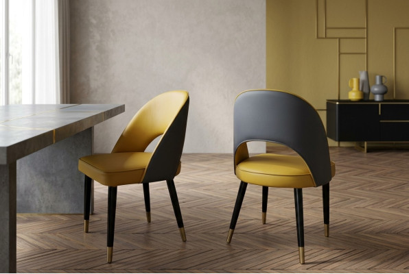 Sessel Stuhl 1x Esszimmer Fernseh Sitz Moderner Polsterstuhl Gelber