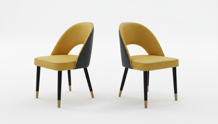 Sessel Stuhl 1x Esszimmer Fernseh Sitz Moderner Polsterstuhl Gelber