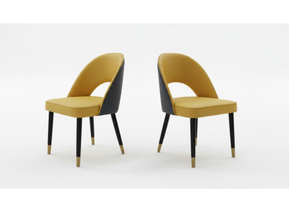 Sessel Stuhl 1x Esszimmer Fernseh Sitz Moderner Polsterstuhl Gelber