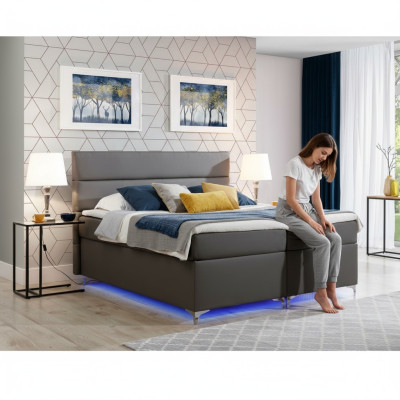 Boxspring Bett Doppelbett Lederbett Betten Polster Schlafzimmer Möbel 180x200