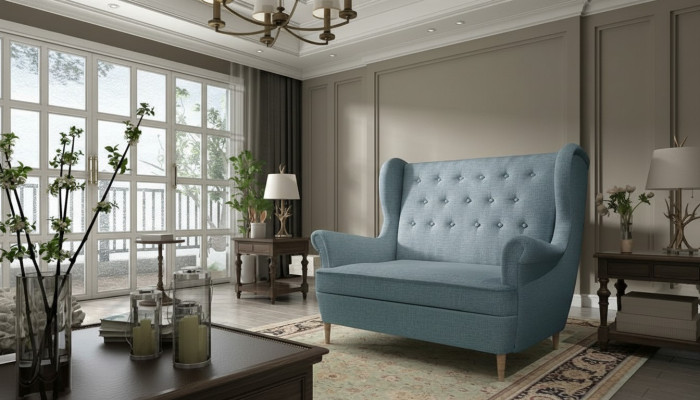 Bank Chesterfield Zweisitzer 2er Sitzer Sofa Couch Polster Samt Couchen