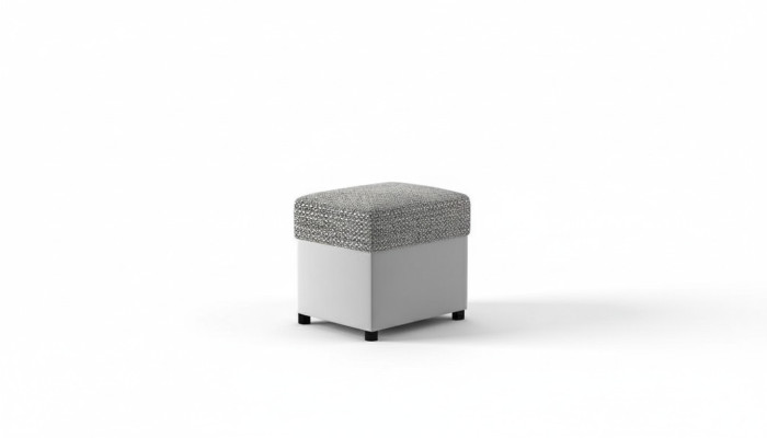Hocker Polsterhocker Fuß Ablage Möbel Wohnen Sitzbänke Sitz Textil Grau