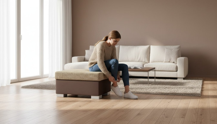 Hocker Pouf Sofa Polster Beistellhocker Fußhocker Ottomane Möbelhocker Stoff 
