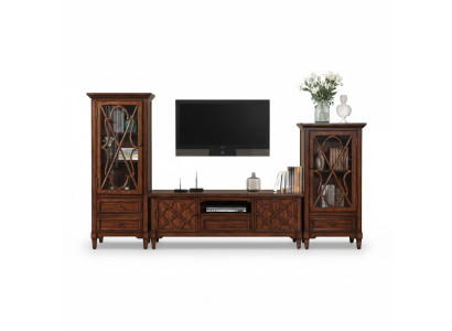 Wohnwand Sideboard Design 2x Schrank rtv Lowboard Anrichte 3 tlg. Set Vitrine