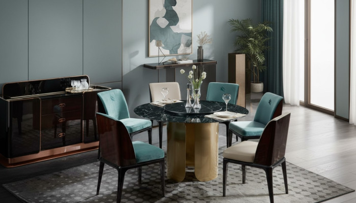 Stuhl Blau Esszimmer Moderne Stühle Design Möbel Luxus Designer Einrichtung Neu
