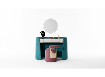Schminktisch Turkis Holz Leder Schlafzimmer Konsolen Tische Design Schmink Luxus