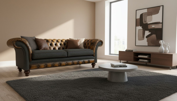 Chesterfield Gelbe Leder Designer Modern Design Möbel Luxus Wohnzimmer 3Sitzer