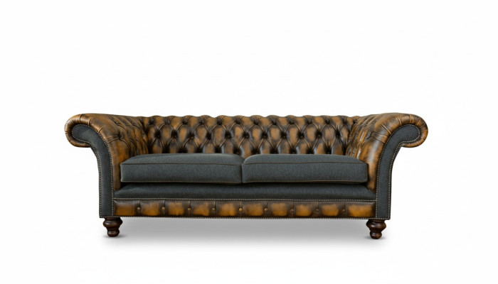Chesterfield Gelbe Leder Designer Modern Design Möbel Luxus Wohnzimmer 3Sitzer