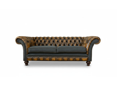 Chesterfield Gelbe Leder Designer Modern Design Möbel Luxus Wohnzimmer 3Sitzer