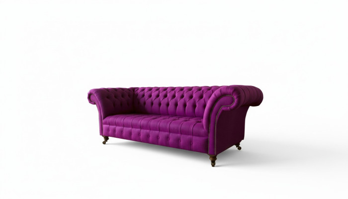 Chesterfield 3Sitzer Lila Stoff Design Couchen Polster Sofas Neu Kreative Sofa