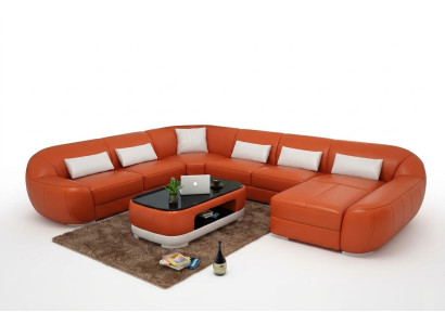 Modernes Ledersofa Ecksofa Wohnlandschaft Sitz Polster Couch Garnitur Neu FEo