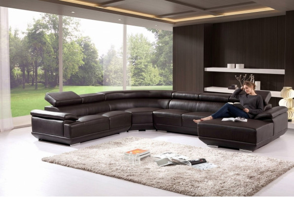Wohnlandschaft Ecksofa Ledersofa mit USB,Sofa Couch Polster Sitz Eck Garnitur