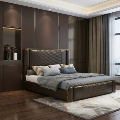 Luxus Designer Bett fürs Schlafzimmer Samt bezogen Möbel Betten Stoff