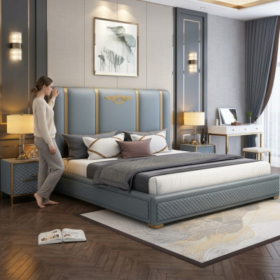 Bett Polster Design Luxus Metall Doppel Betten Hotel Ehe Schlaf Zimmer