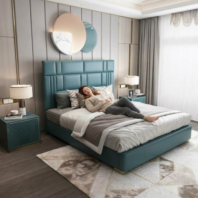 Leder Luxus Hotel Bett Doppel Polster Betten Schlaf Zimmer 180x200 Doppe