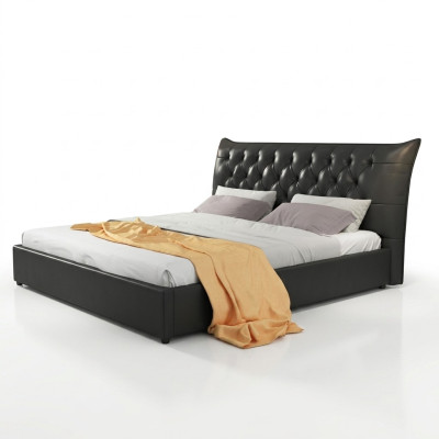 Designer Doppelbett Bett Betten Schlafzimmer Leder Luxus Hotel Polster