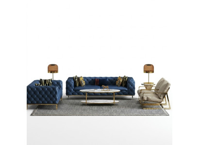 Komplett Set Sofagarnitur 3 2 1 1 Sitzer Luxus Designer 4tlg. Ledersofa