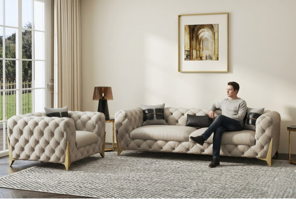 Sofagarnitur Big Set 3+1 Sitzer Leder Couch Sofa Garnitur Design Couchen