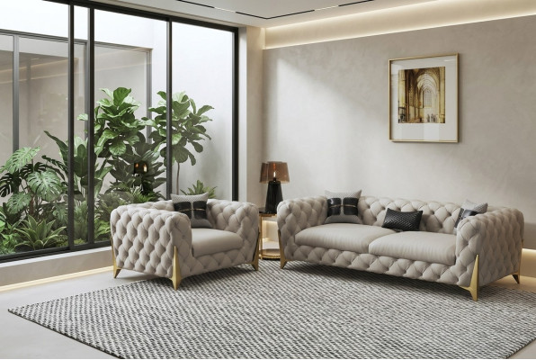 Sofagarnitur Big Set 3+1 Sitzer Leder Couch Sofa Garnitur Design Couchen
