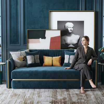 Design Textil Edelstahl Big 3 Sitzer Couch Leder Stoff Sofas Couchen Möbe