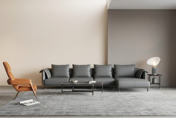 Ecksofa Garnitur Couch Grau Leder L Form Sofa Couchen Design Polster