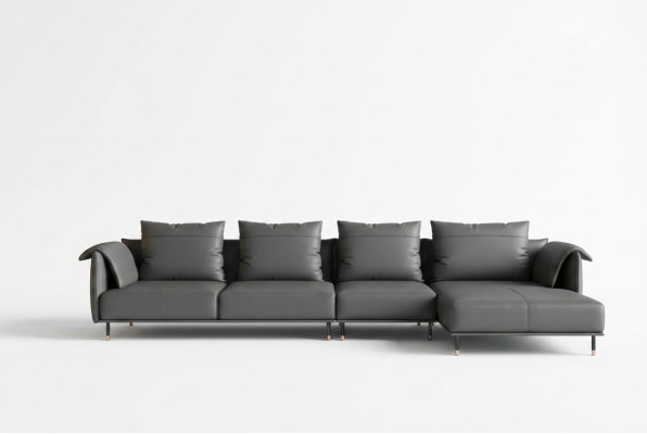 Ecksofa Garnitur Couch Grau Leder L Form Sofa Couchen Design Polster