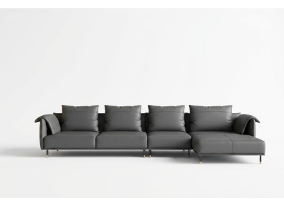 Ecksofa Garnitur Couch Grau Leder L Form Sofa Couchen Design Polster