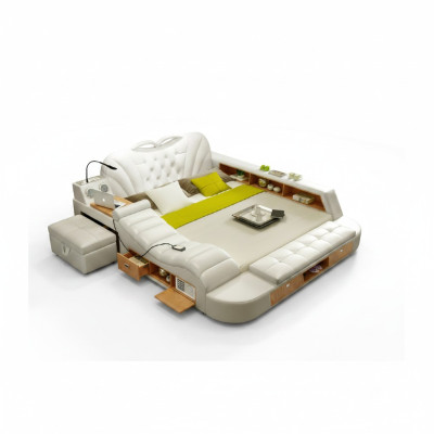 Doppel Luxus Design Hotel Leder Bett Polster Moderne Betten Multifunktion