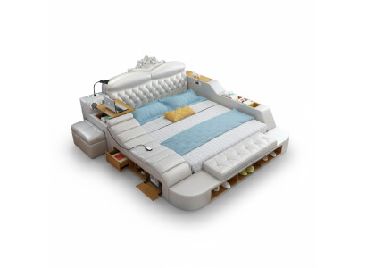Doppel Luxus Design Hotel Leder Bett Moderne Polster Betten Multifunktion