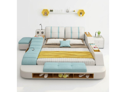 Doppel Design Leder Bett Polster Betten Moderne 180x200 cm