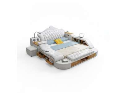 Doppel Luxus Design Bett Polster Betten 180x200 Multifunktion Leder Chesterfield